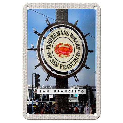 Targa in metallo da viaggio 12x18 cm San Francisco USA Fischermans Wharf Sign