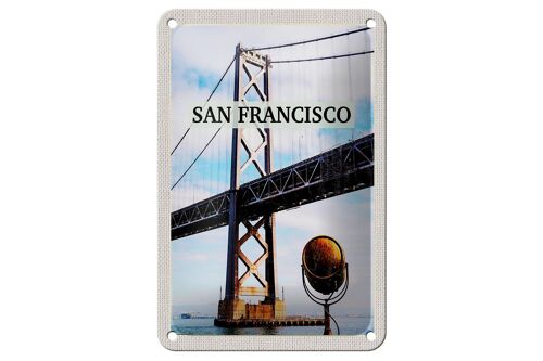 Blechschild Reise 12x18cm San Francisco Alcatraz Brücke Meer Schild