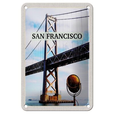 Targa in metallo da viaggio 12x18 cm San Francisco Alcatraz Bridge Sea Sign