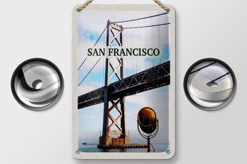 Panneau de voyage en étain, 12x18cm, pont d'alcatraz de San Francisco, signe de mer 2