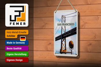 Panneau de voyage en étain, 12x18cm, pont d'alcatraz de San Francisco, signe de mer 3