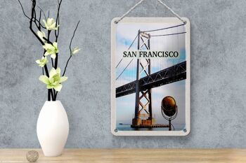 Panneau de voyage en étain, 12x18cm, pont d'alcatraz de San Francisco, signe de mer 4