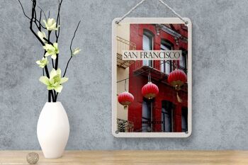 Panneau de voyage en étain, 12x18cm, San Francisco, Amérique, rouge, ville chinoise 4