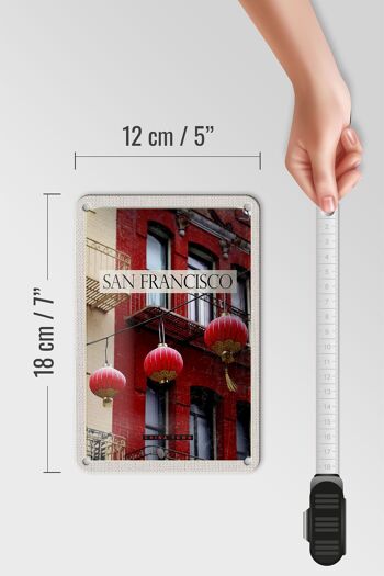 Panneau de voyage en étain, 12x18cm, San Francisco, Amérique, rouge, ville chinoise 5