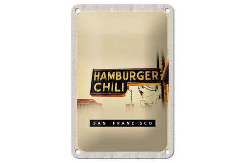 Blechschild Reise 12x18cm San Francisco Hamburger Chili Essen Schild