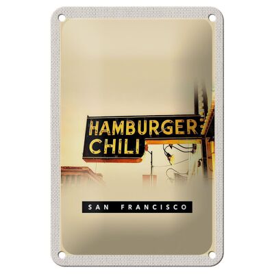 Targa in metallo da viaggio 12x18 cm San Francisco Hamburger Chili Food Sign