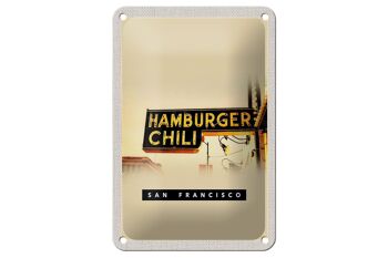 Panneau de voyage en étain, 12x18cm, San Francisco, Hamburger, Chili, nourriture 1