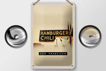 Panneau de voyage en étain, 12x18cm, San Francisco, Hamburger, Chili, nourriture 2