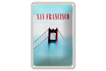 Panneau de voyage en étain, 12x18cm, pont de San Francisco, bleu ciel 1