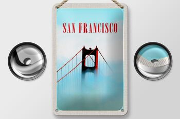 Panneau de voyage en étain, 12x18cm, pont de San Francisco, bleu ciel 2