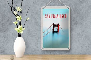 Panneau de voyage en étain, 12x18cm, pont de San Francisco, bleu ciel 4