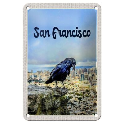 Cartel de chapa de viaje, 12x18cm, vista de San Francisco de la ciudad, cartel de cuervo