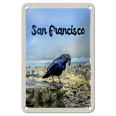 Blechschild Reise 12x18cm San Francisco Aussicht auf Stadt Rabe Schild