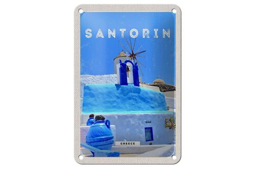 Blechschild Reise 12x18cm Santorini Greece Griechenland blau Schild