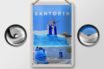 Signe en étain voyage 12x18cm, Santorin, grèce, signe bleu 2