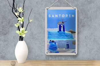 Signe en étain voyage 12x18cm, Santorin, grèce, signe bleu 4