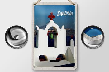 Signe de voyage en étain, 12x18cm, Santorin, grèce, mer, blanc, bleu, signe de vacances 2