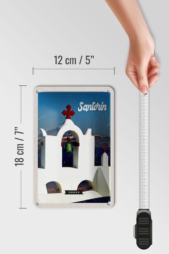 Signe de voyage en étain, 12x18cm, Santorin, grèce, mer, blanc, bleu, signe de vacances 5