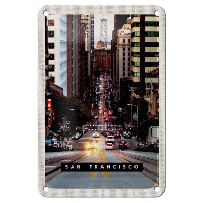 Targa in metallo da viaggio 12x18 cm San Francisco Street Cars City Sign