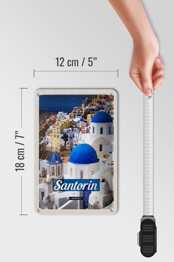 Panneau de voyage en étain, 12x18cm, Santorin, grèce, ville, blanc et bleu 5