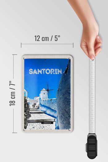 Signe en étain voyage 12x18cm, panneau d'escalier blanc de Santorin, grèce 5