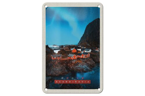 Blechschild Reise 12x18cm Skandinavien Urlaub Meer Gebirge Schild