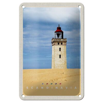 Blechschild Reise 12x18cm Skandinavien Turm Natur Urlaub Trip Schild