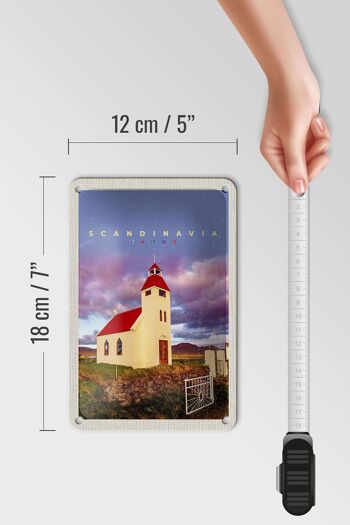 Panneau de voyage en étain, 12x18cm, maison scandinave, toit rouge, prairie, panneau naturel 5