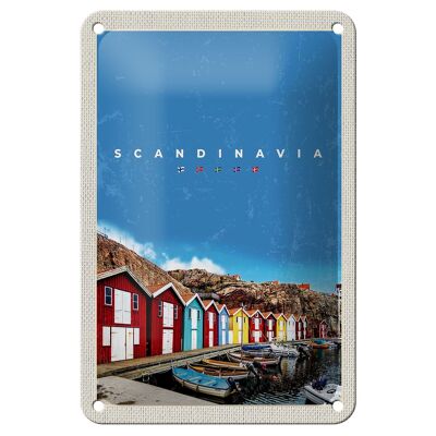 Cartel de chapa de viaje, 12x18cm, barcos escandinavos, cobertizo para botes, cartel de mar