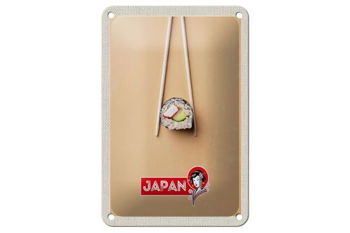 Blechschild Reise 12x18cm Japan Asien Sushi Fisch Gurke Stäbchen Schild