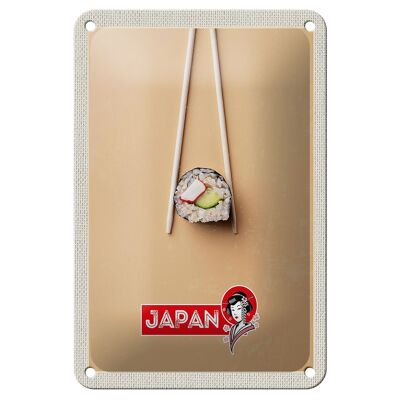 Panneau de voyage en étain 12x18cm, japon, asie, Sushi, poisson, concombre, baguettes