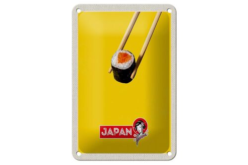 Blechschild Reise 12x18cm Japan Sushi Stäbchen Fisch Essen Schild