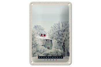 Panneau de voyage en étain 12x18cm, signe de maison naturelle blanche-neige scandinave 1