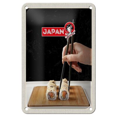 Targa in metallo da viaggio 12x18 cm Giappone Asia Sushi Pesce Alghe Bacchette