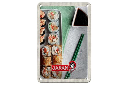 Blechschild Reise 12x18cm Japan Asien Sushi Fisch Thunfisch Soße Schild
