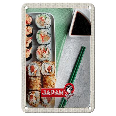 Blechschild Reise 12x18cm Japan Asien Sushi Fisch Thunfisch Soße Schild