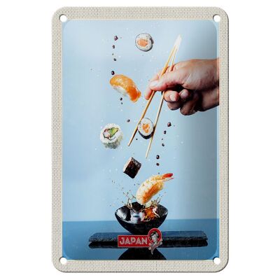 Letrero de hojalata para viaje, 12x18cm, Japón, Asia, Sushi, pescado, palillos, señal de comida