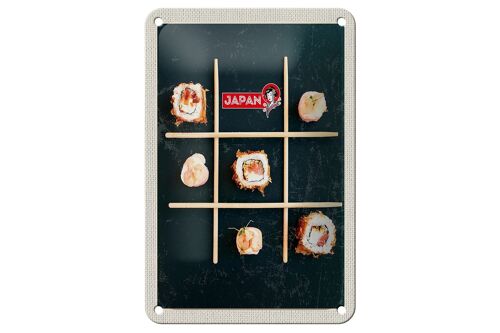 Blechschild Reise 12x18cm Japan Soja Sushi Fisch Gurke Stäbchen Schild