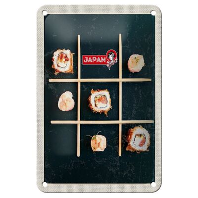 Letrero de hojalata para viaje, 12x18cm, Japón, soja, sushi, pescado, pepino, palillos