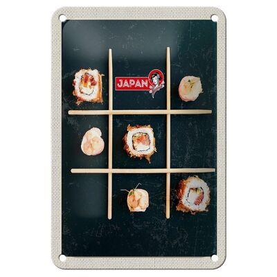 Blechschild Reise 12x18cm Japan Soja Sushi Fisch Gurke Stäbchen Schild