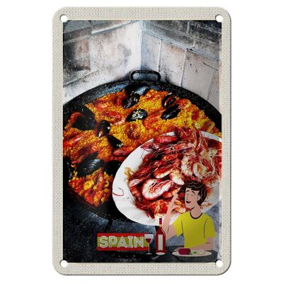 Cartel de chapa de viaje, 12x18cm, España, Europa, conchas, arroz, camarones