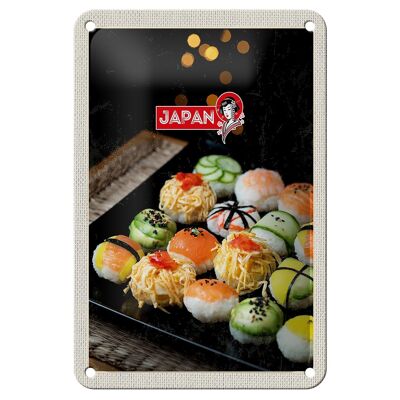 Targa in metallo da viaggio 12x18 cm Giappone Asia Sushi Pesce Cetriolo Avocado