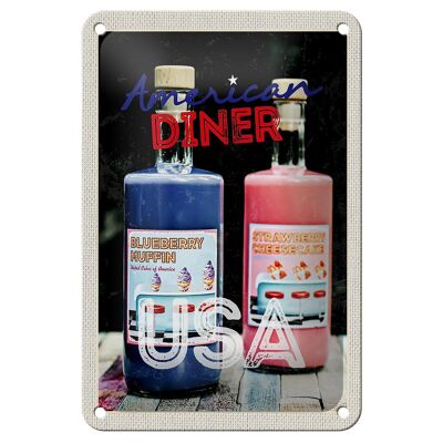 Blechschild Reise 12x18cm Amerika Diner Restaurant blau Muffin Schild