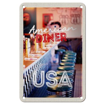 Targa in metallo da viaggio 12x18 cm America USA Diner Restaurant Holiday Sign