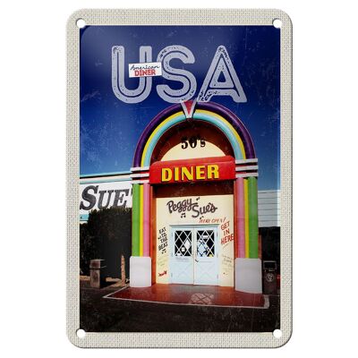 Targa in metallo da viaggio 12x18 cm America USA Peggy Sues Restaurant Sign