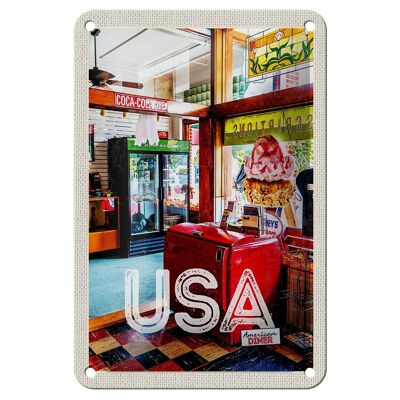 Targa in metallo da viaggio 12x18 cm America Diner Restaurant Music Food Sign