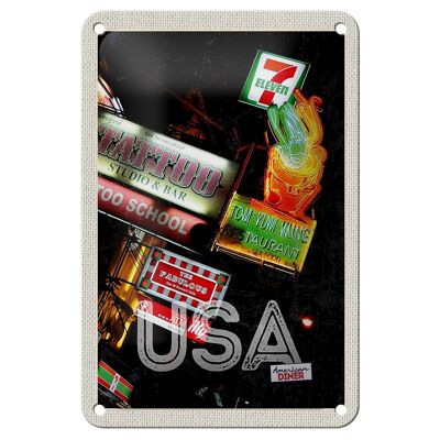 Cartel de chapa de viaje, 12x18cm, América, tatuaje, restaurante, Diner, cartel de los años 90