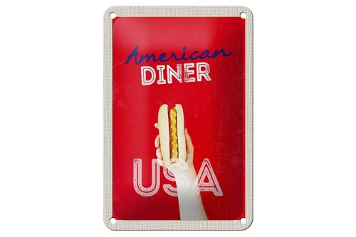 Blechschild Reise 12x18cm Amerika USA Hot Dog Fast Food Gericht Schild