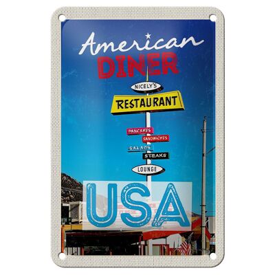 Blechschild Reise 12x18cm USA Restaurant Pancakes Steaks Salat Schild