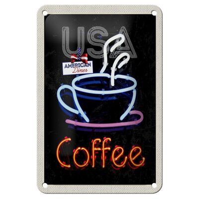 Signe de voyage en étain, 12x18cm, USA, Amérique, café, thé, gâteau, signe de vacances
